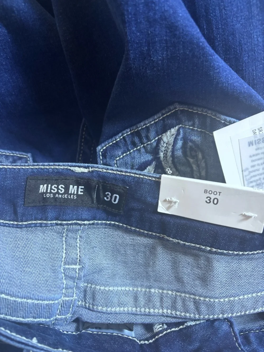 Miss Me Women's Mid Rise Boot Cut Jeans Dark Wash Embellished Dreamcatcher